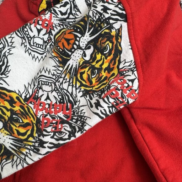 Ed Hardy Kids Tiger Hoodie Girls Boys Size 5 6 Sweatshirt Spell Out Tattoo Retro - Picture 5 of 8